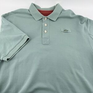 Orvis Mens Large Sage Green Pique Polo Shirt Short Sleeve Cotton Blend Casual